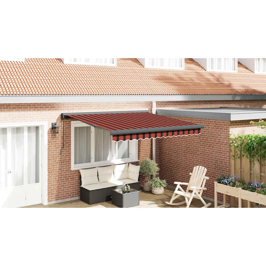 Auvent rétractable orange et marron 3x2,5 m tissu et aluminium - 10