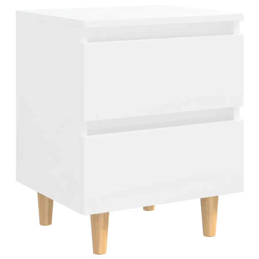Tables de chevet pieds en pin 2 pcs blanc brillant 40x35x50 cm - 3