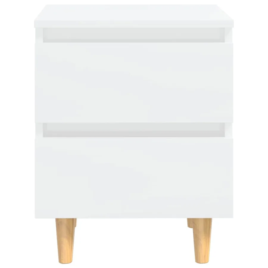Tables de chevet pieds en pin 2 pcs blanc brillant 40x35x50 cm - 4