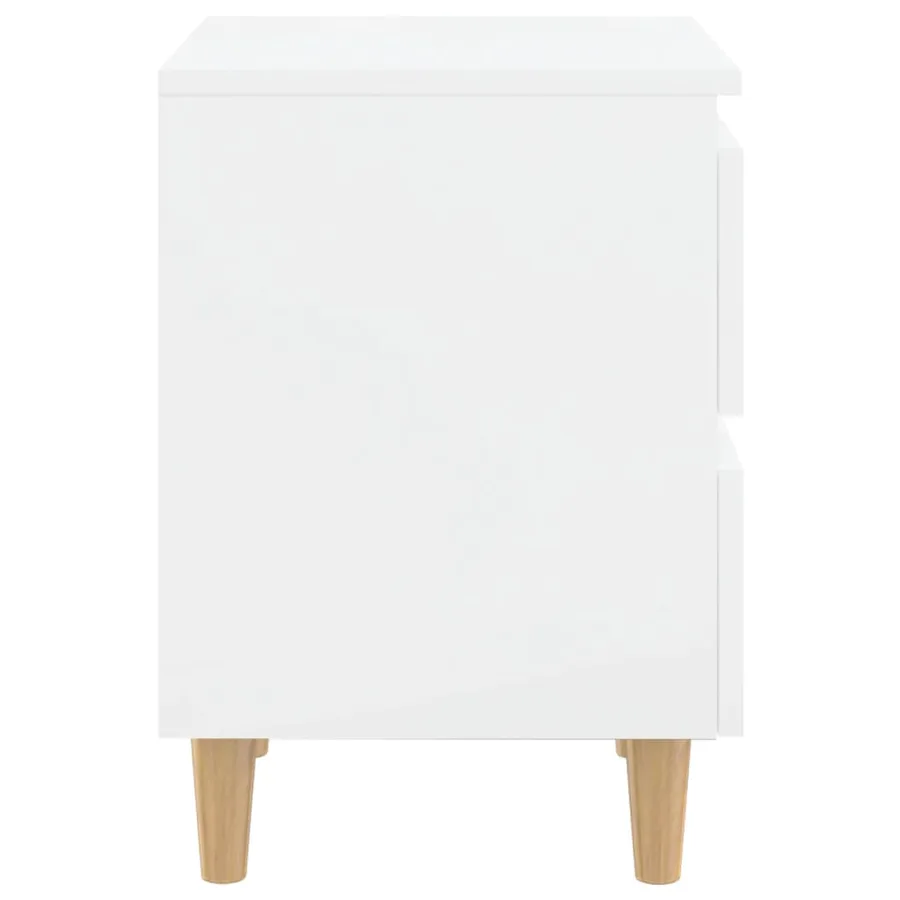 Tables de chevet pieds en pin 2 pcs blanc brillant 40x35x50 cm - 5