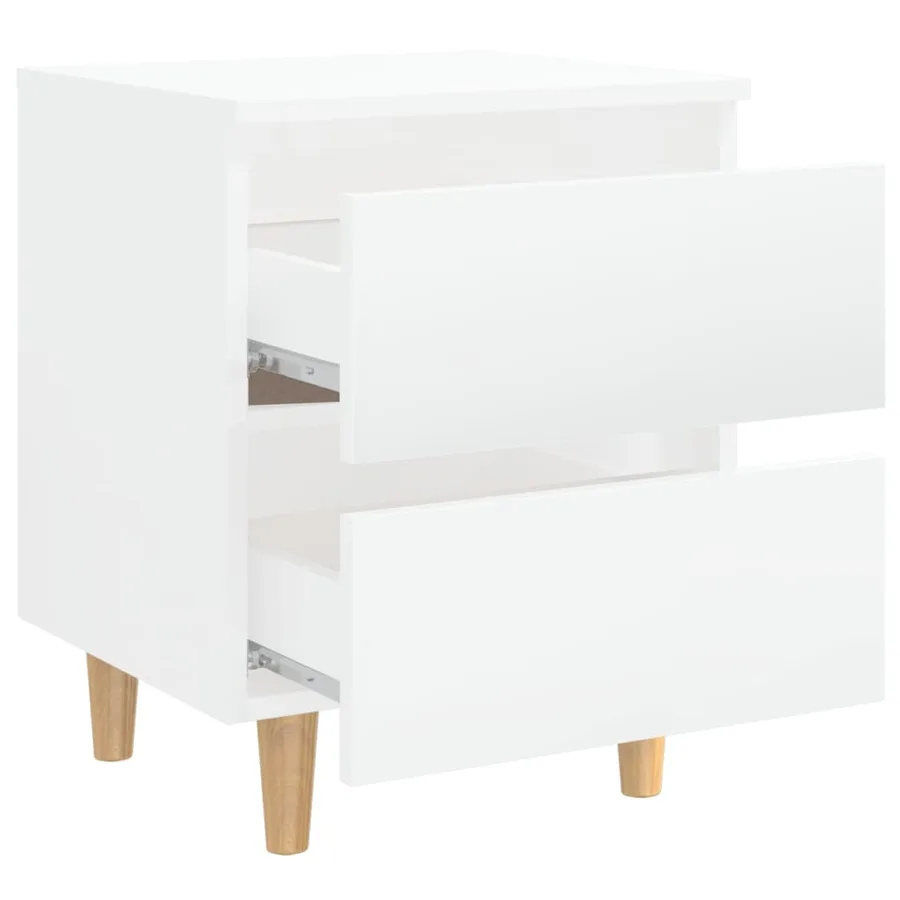 Tables de chevet pieds en pin 2 pcs blanc brillant 40x35x50 cm - 6