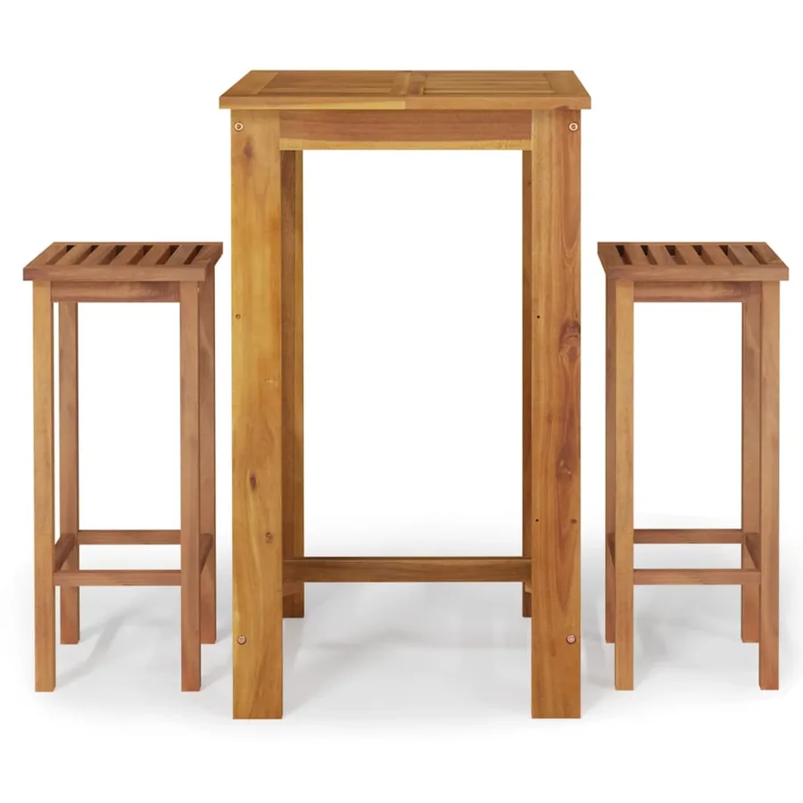 Ensemble de bar de jardin 3 pcs bois d'acacia solide - 2