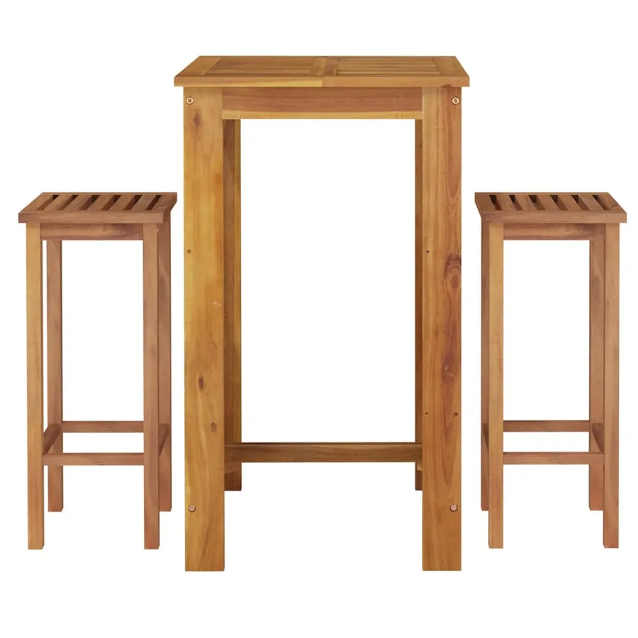 Ensemble de bar de jardin 3 pcs bois d'acacia solide - 3