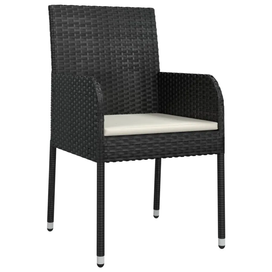 Chaises de jardin lot de 4 avec coussins Résine tressée Noir - 3