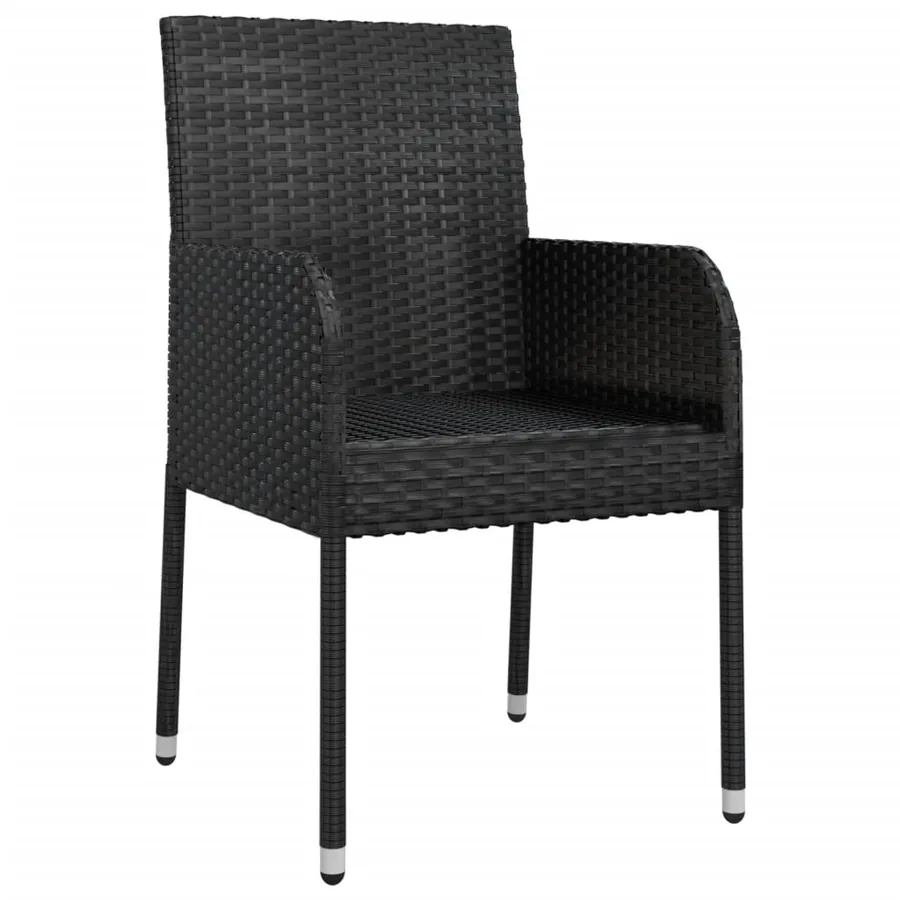 Chaises de jardin lot de 4 avec coussins Résine tressée Noir - 4