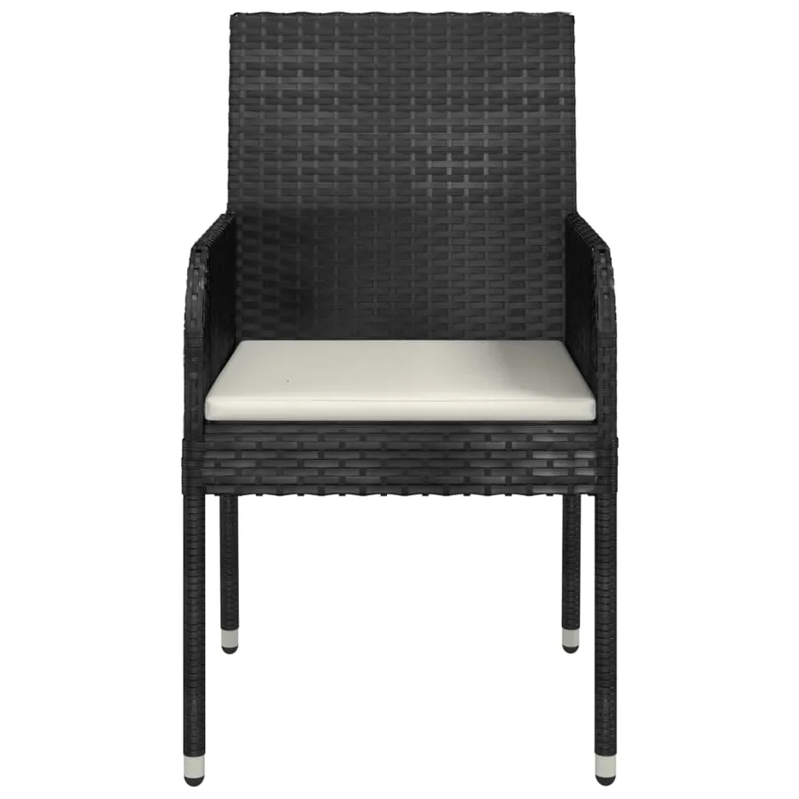 Chaises de jardin lot de 4 avec coussins Résine tressée Noir - 5
