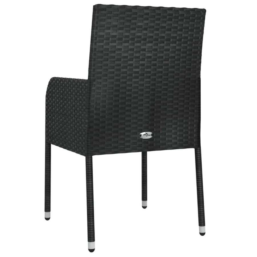 Chaises de jardin lot de 4 avec coussins Résine tressée Noir - 7