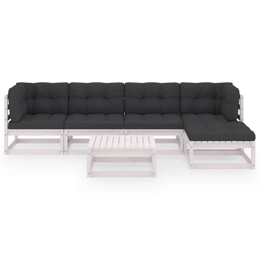 Salon de jardin 6 pcs avec coussins Bois de pin massif - 3