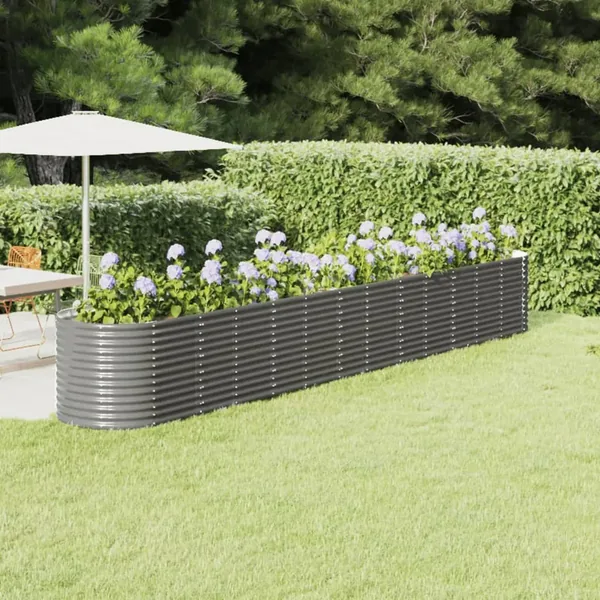 Lit surélevé de jardin Acier enduit de poudre 512x80x68 cm gris