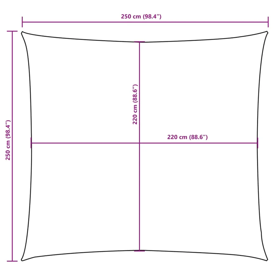 Voile de parasol tissu oxford carré 2,5x2,5 m noir - 10