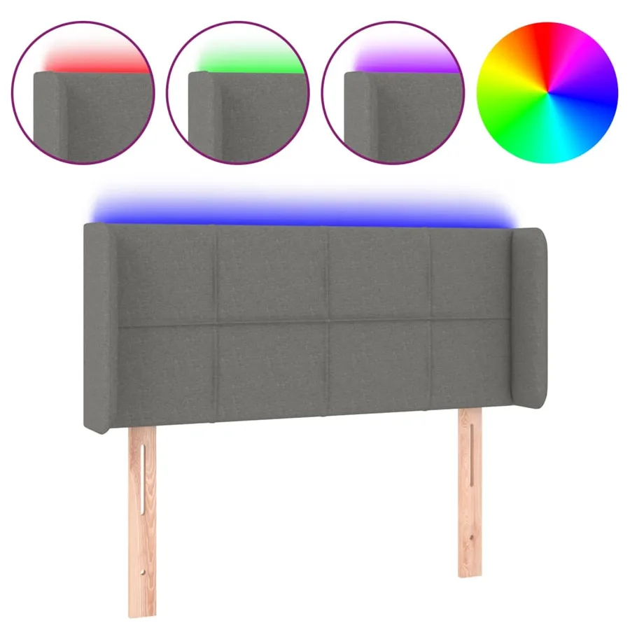 Tête de lit à LED Gris foncé 83x16x78/88 cm Tissu - 2