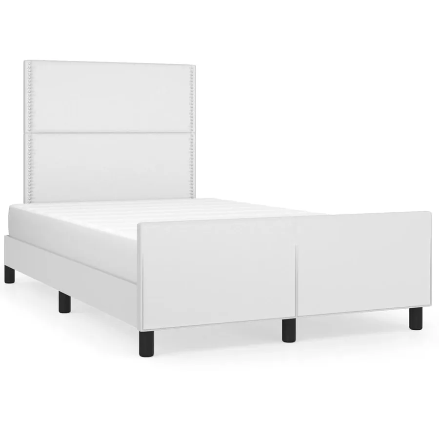 Cadre de lit sans matelas blanc 120x200 cm similicuir - 2
