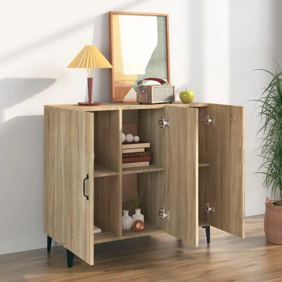 Buffet chêne sonoma 90x34x80 cm bois d'ingénierie - 3