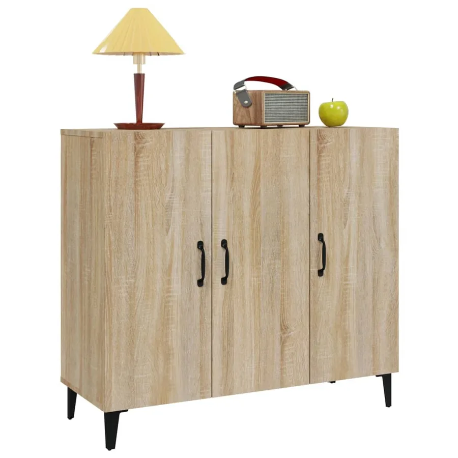 Buffet chêne sonoma 90x34x80 cm bois d'ingénierie - 4