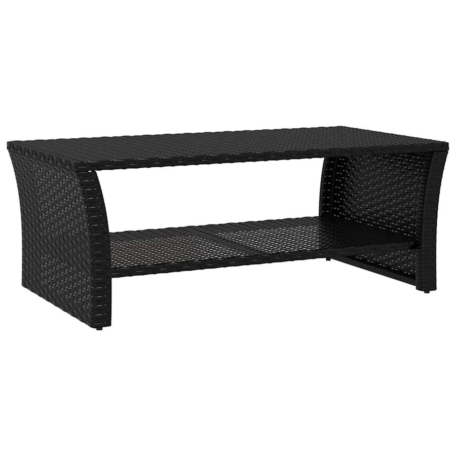 Table basse noir 100x50x40 cm résine tressée - 2