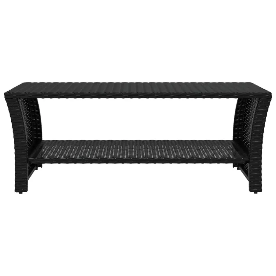 Table basse noir 100x50x40 cm résine tressée - 3