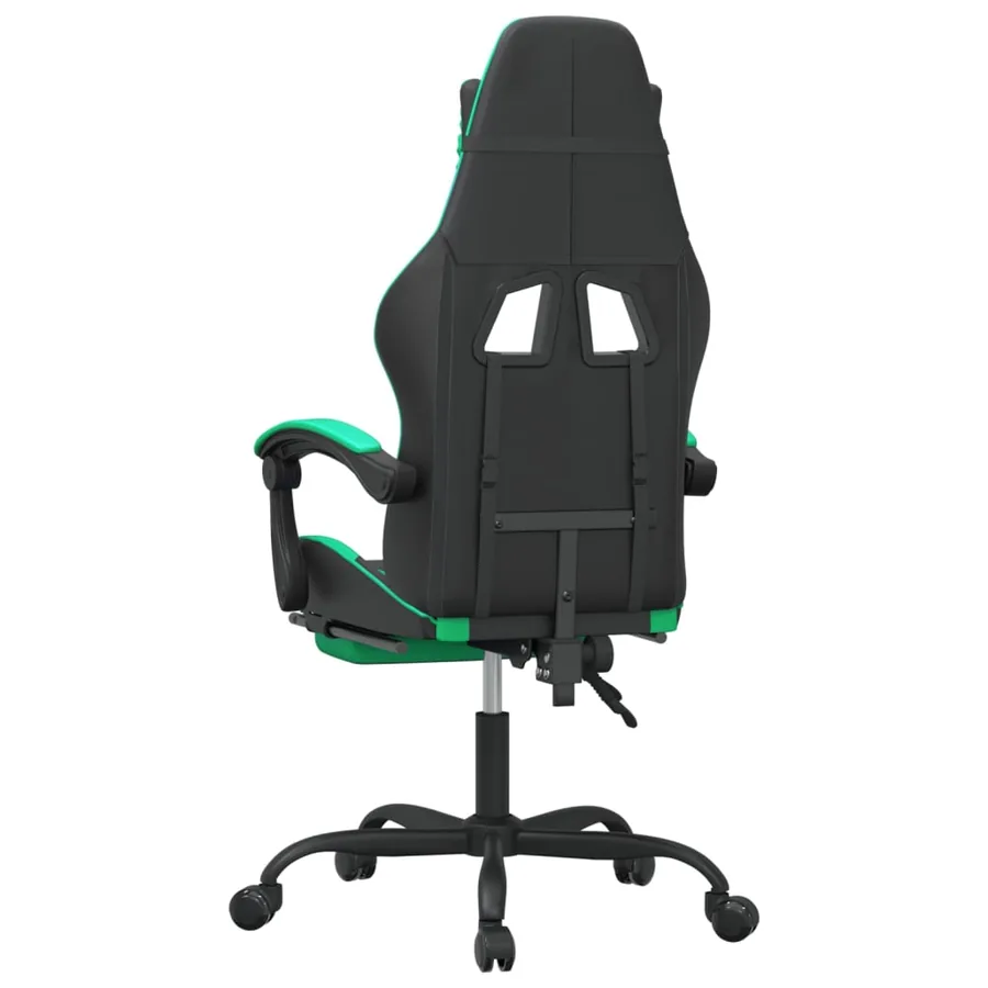 Chaise de jeu avec repose-pied Noir et vert Similicuir - 5