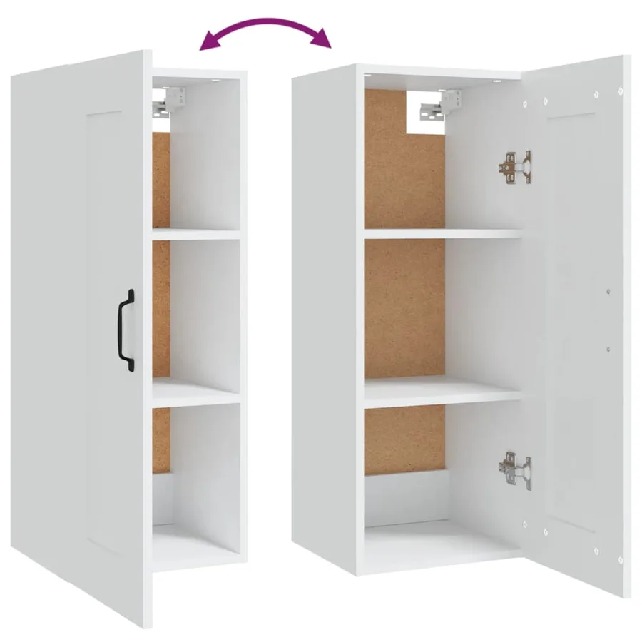 Armoire suspendue Blanc 35x34x90 cm Bois d'ingénierie - 8