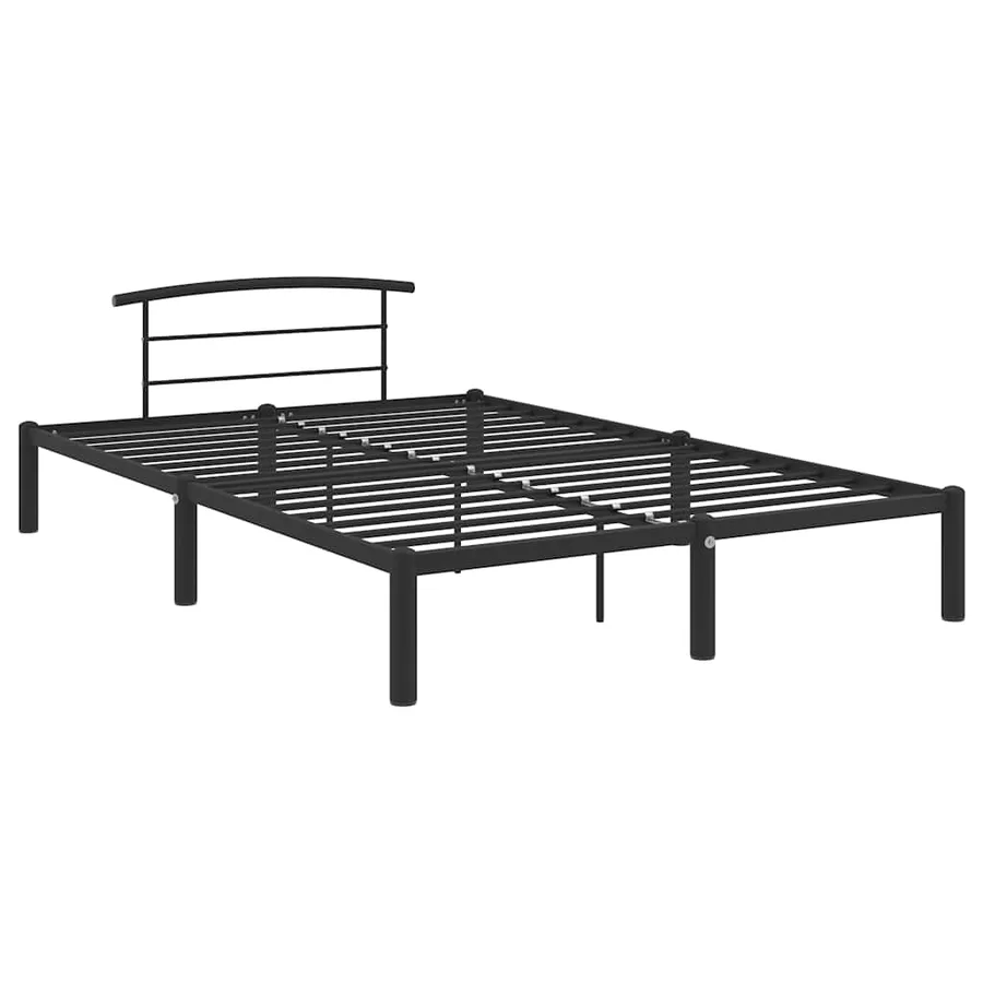 Cadre de lit sans matelas noir métal 120x200 cm - 2