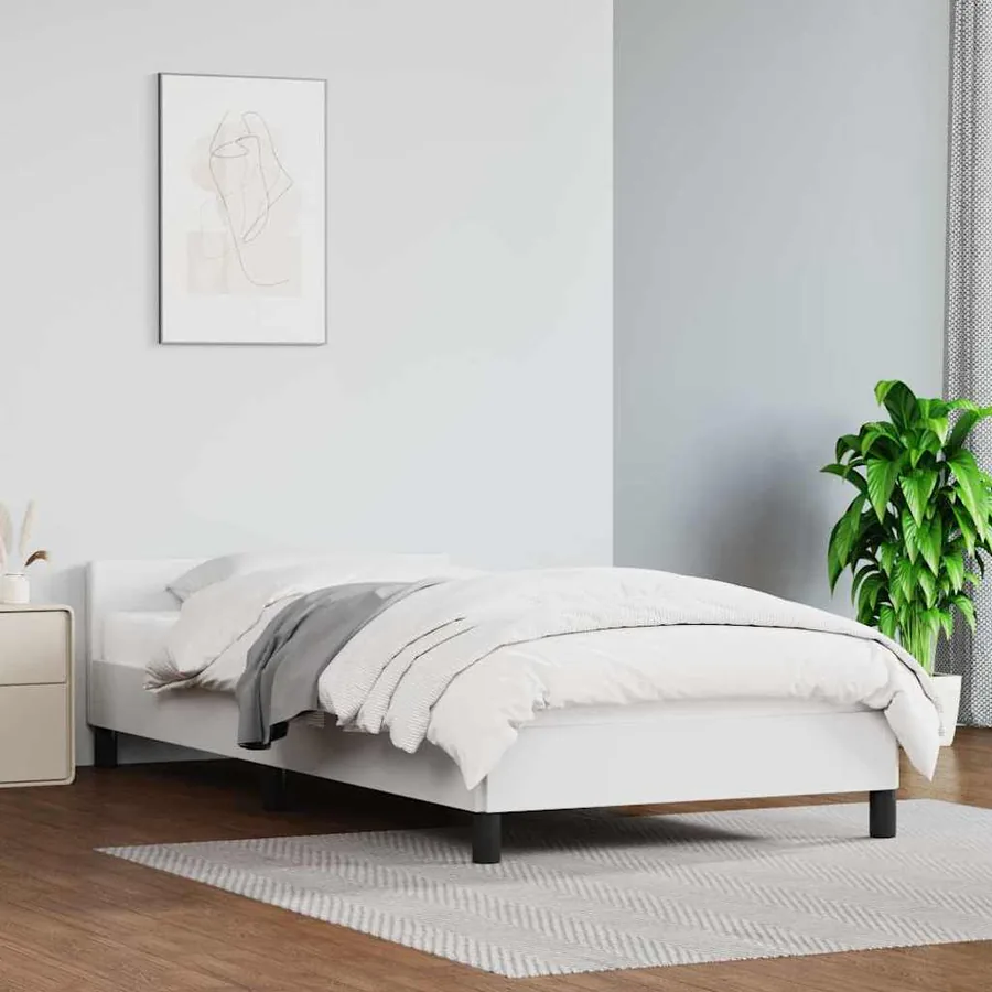 Cadre de lit avec tête de lit sans matelas blanc 80x200 cm