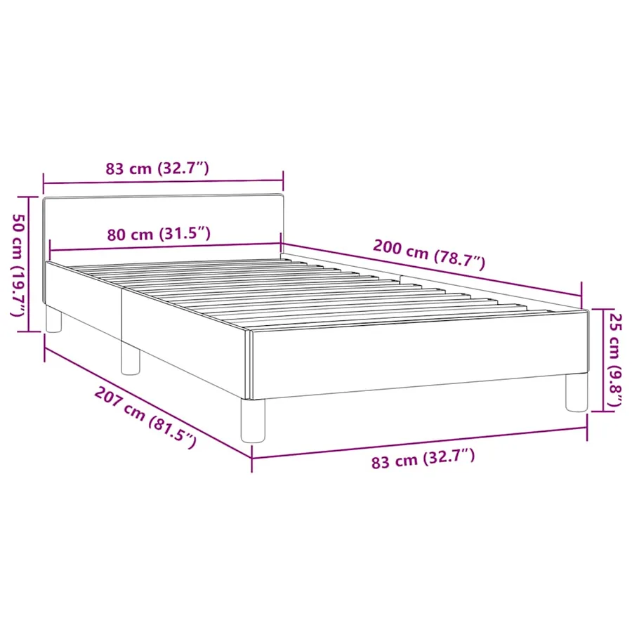 Cadre de lit avec tête de lit sans matelas blanc 80x200 cm - 9
