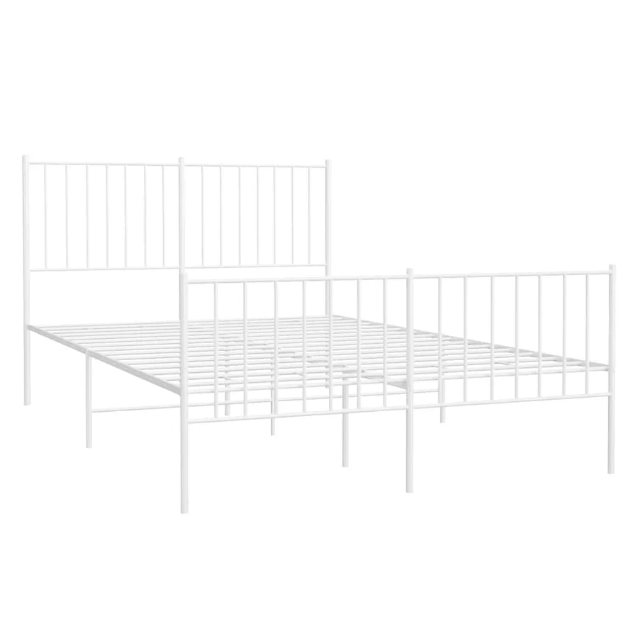Cadre de lit métal sans matelas et pied de lit blanc 120x190 cm - 3