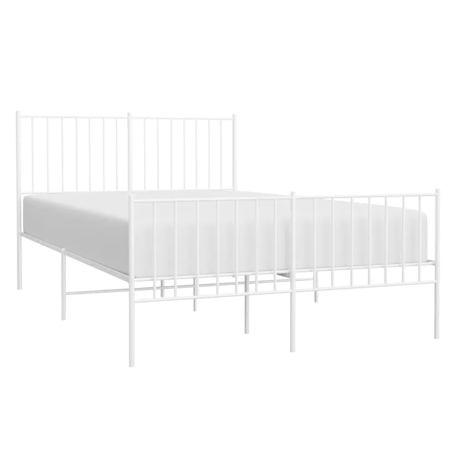 Cadre de lit métal sans matelas et pied de lit blanc 120x190 cm - 4