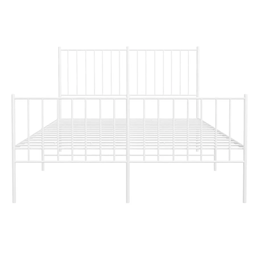 Cadre de lit métal sans matelas et pied de lit blanc 120x190 cm - 5