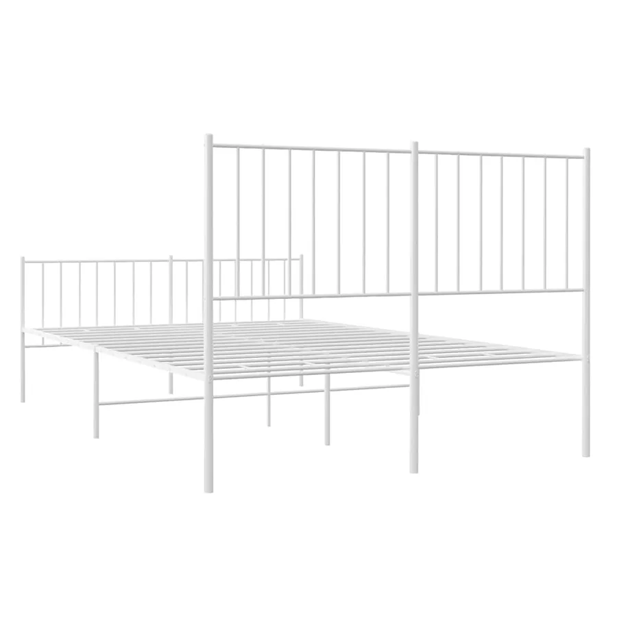 Cadre de lit métal sans matelas et pied de lit blanc 120x190 cm - 7