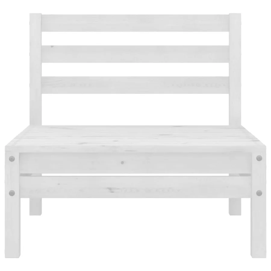 Salon de jardin 9 pcs Blanc Bois de pin massif - 7