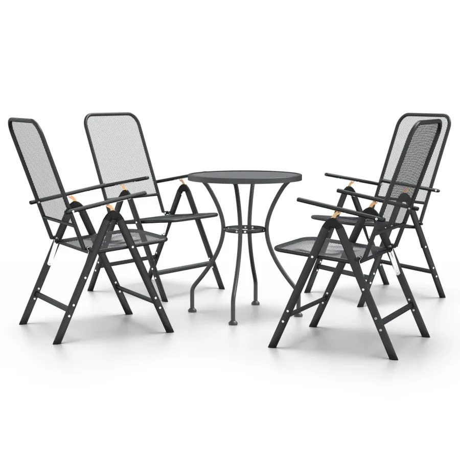 Ensemble à manger de jardin 5 pcs Maille Métal Anthracite - 2