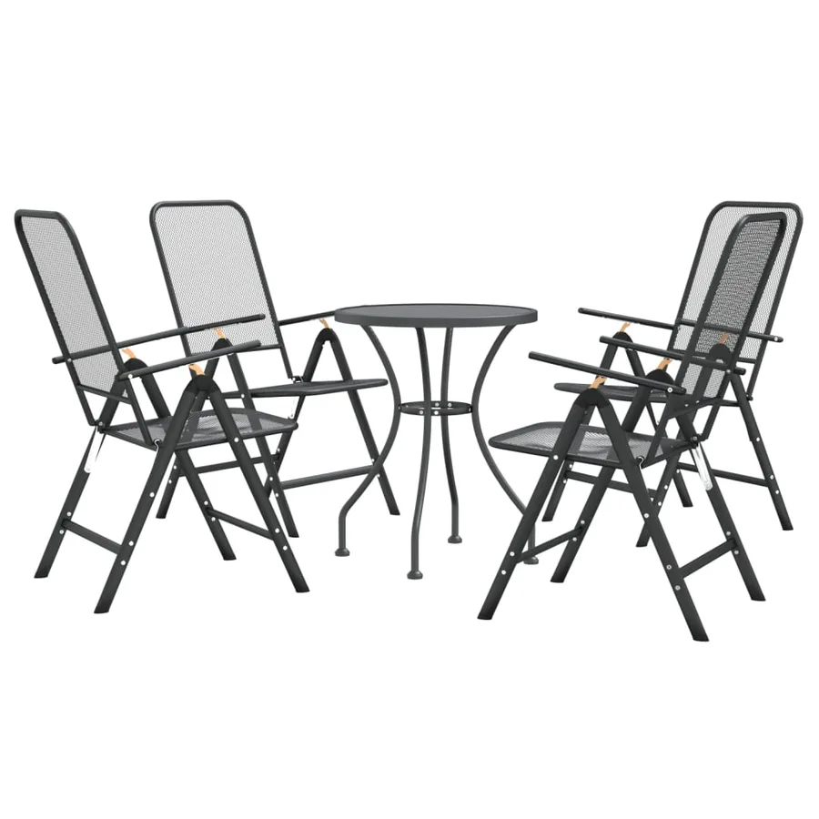 Ensemble à manger de jardin 5 pcs Maille Métal Anthracite - 3