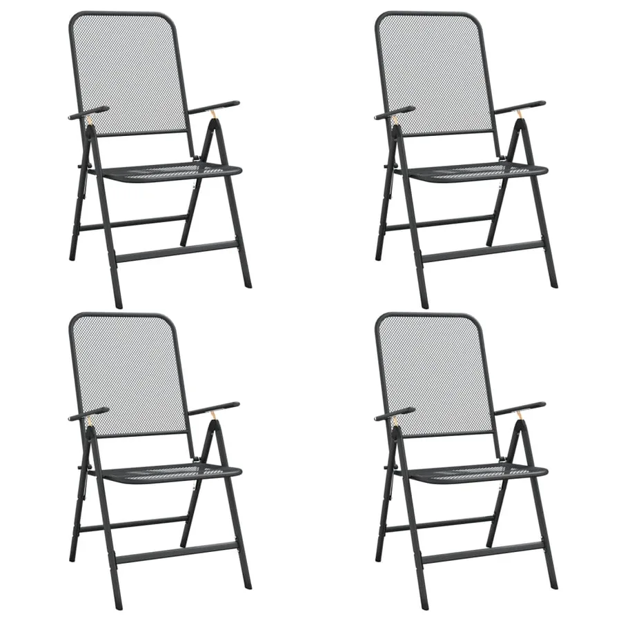 Ensemble à manger de jardin 5 pcs Maille Métal Anthracite - 7