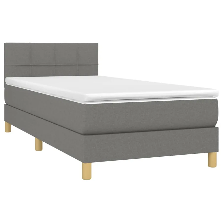 Sommier à lattes de lit avec matelas et LED Gris foncé 80x200cm - 3