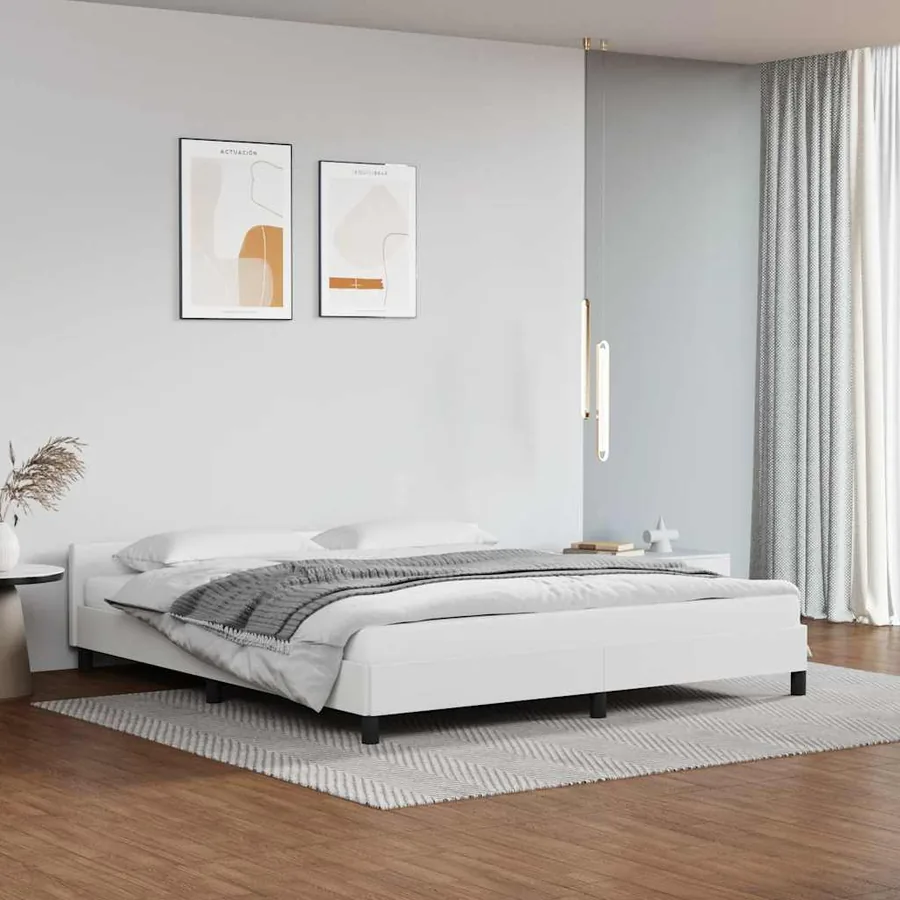 Cadre de lit avec tête de lit sans matelas blanc 180x200 cm