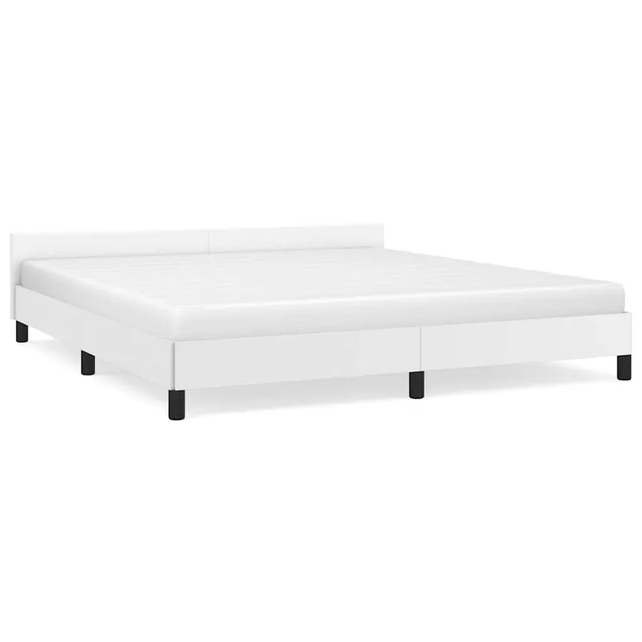 Cadre de lit avec tête de lit sans matelas blanc 180x200 cm - 2