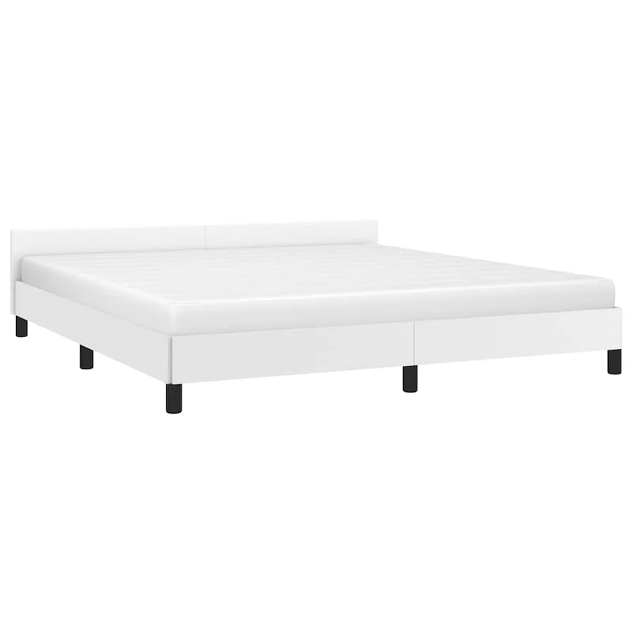 Cadre de lit avec tête de lit sans matelas blanc 180x200 cm - 3