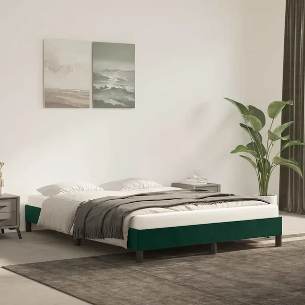 Cadre de lit sans matelas vert foncé 140x190 cm velours