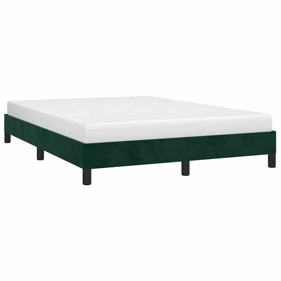 Cadre de lit sans matelas vert foncé 140x190 cm velours - 3