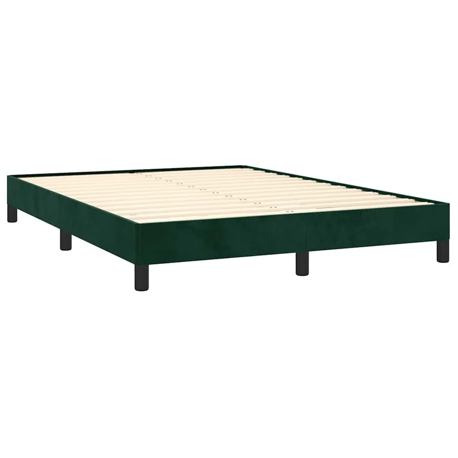 Cadre de lit sans matelas vert foncé 140x190 cm velours - 4