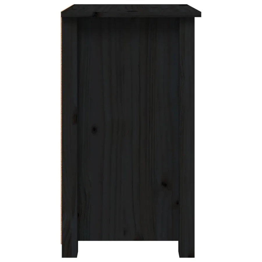 Tables de chevet 2 pcs Noir 40x35x61,5 cm Bois de pin massif - 6