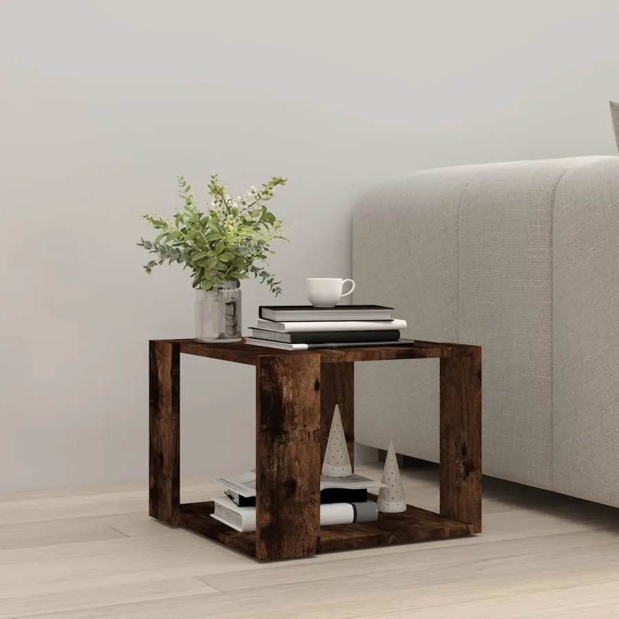 Table basse Chêne fumé 40x40x30 cm Bois d'ingénierie - 3