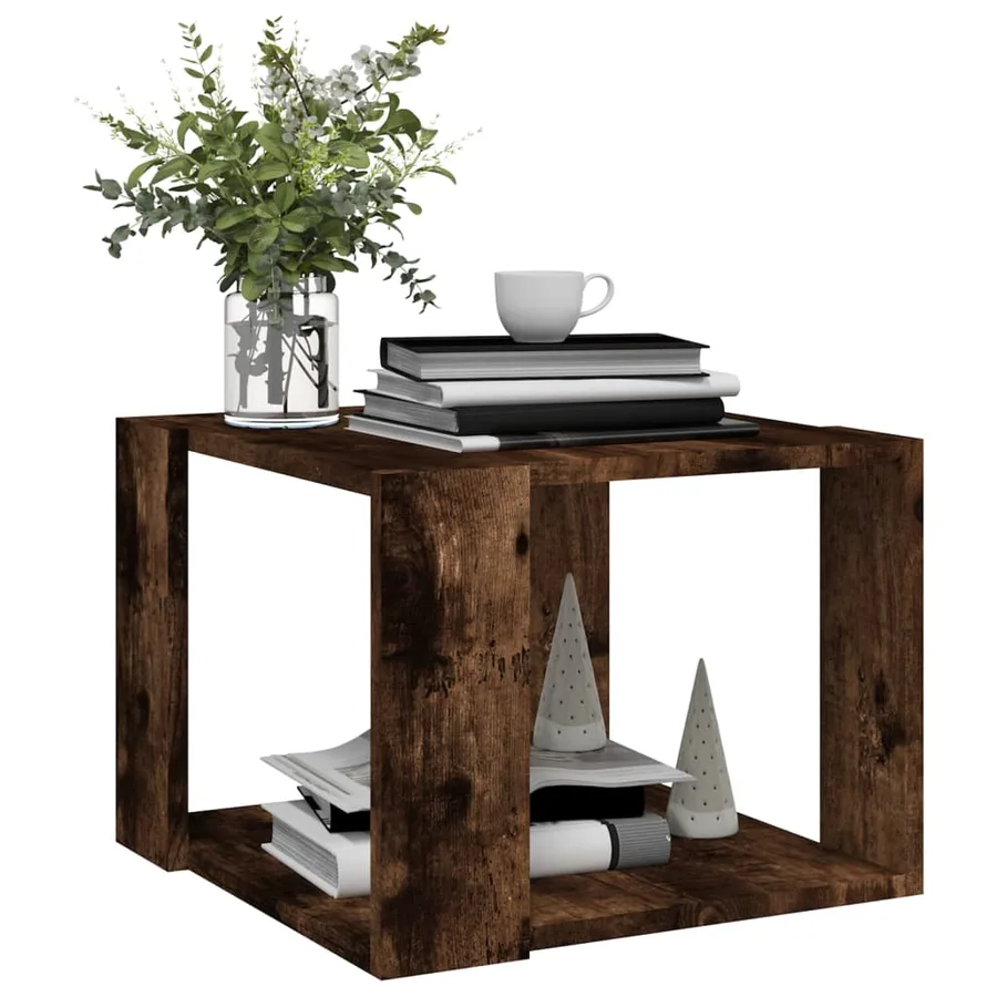 Table basse Chêne fumé 40x40x30 cm Bois d'ingénierie - 4