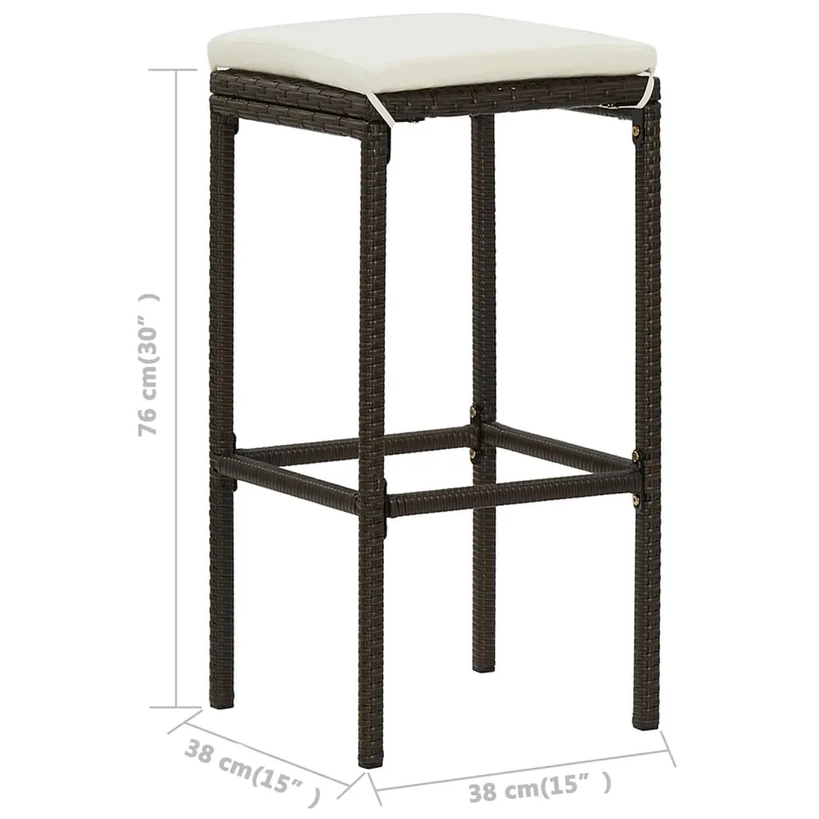Ensemble de bar de jardin avec coussins 5 pcs Marron - 9