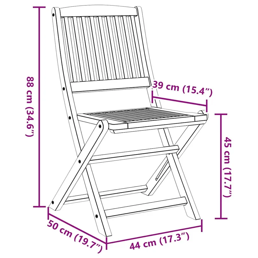 Chaises pliables d'extérieur lot de 4 Bois d'acacia solide - 10