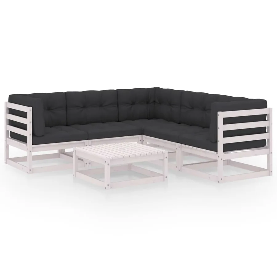 Salon de jardin 6 pcs avec coussins Bois de pin massif - 2