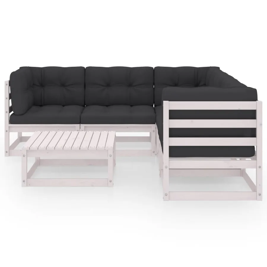 Salon de jardin 6 pcs avec coussins Bois de pin massif - 3