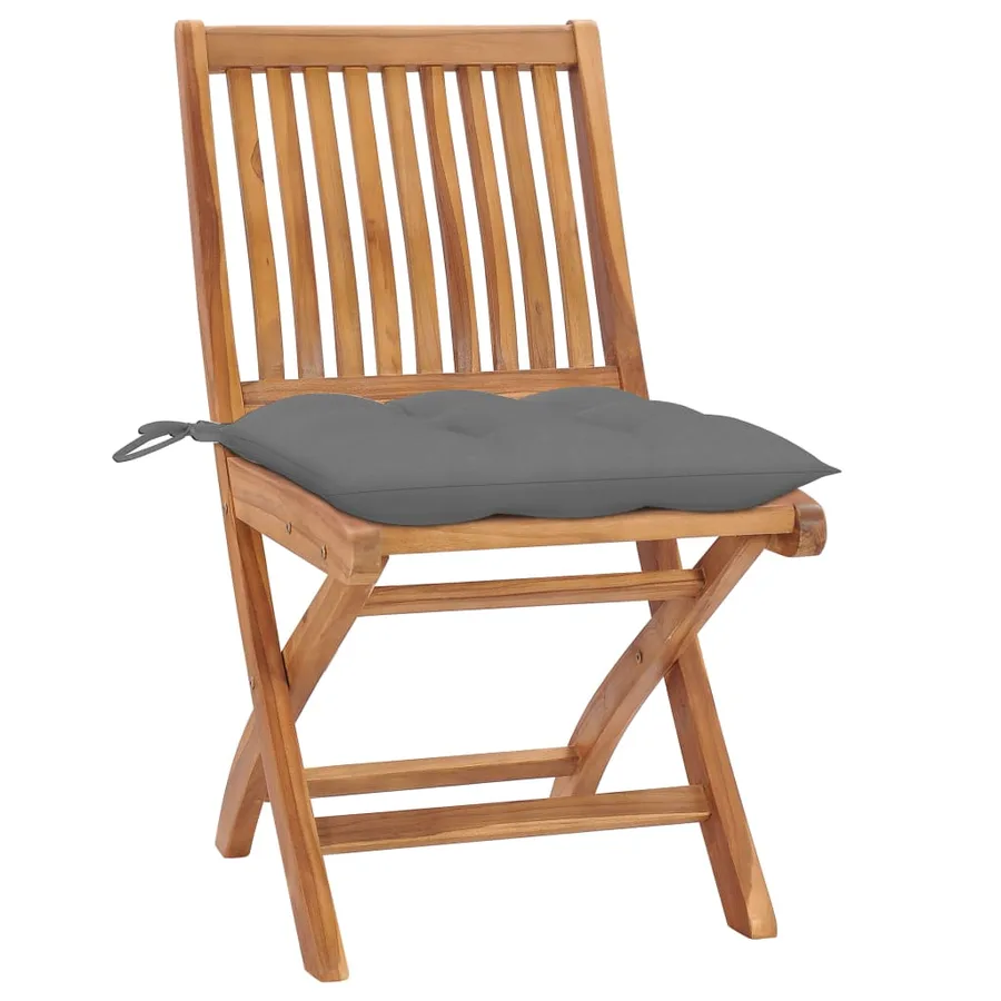 Chaises pliables de jardin avec coussins lot de 4 Teck solide - 15