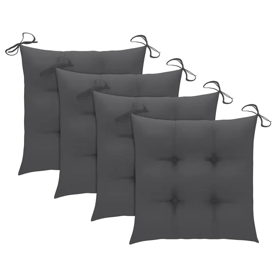 Chaises pliables de jardin avec coussins lot de 4 Teck solide - 7