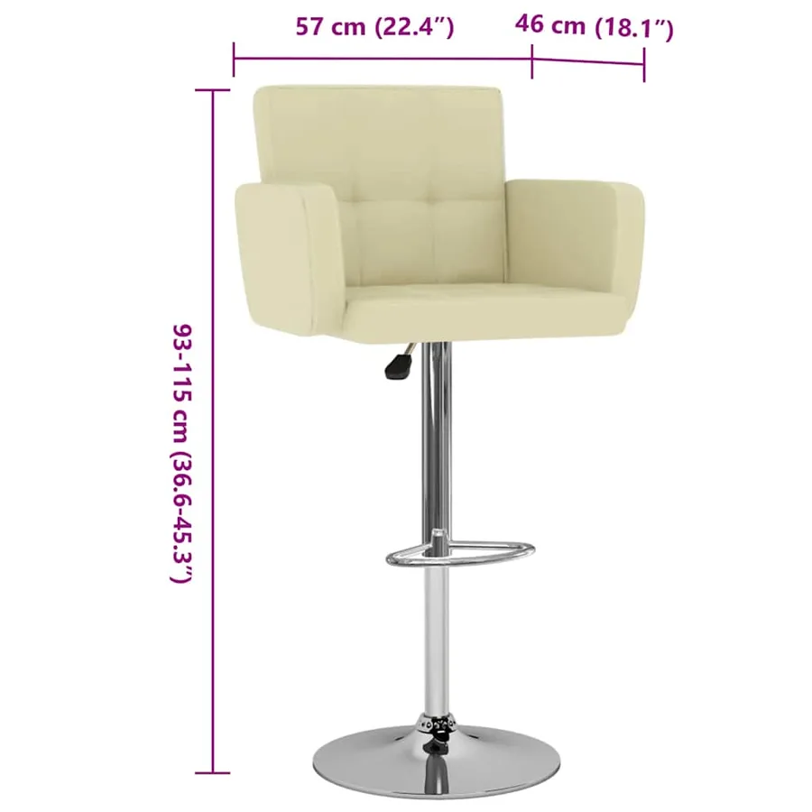 Tabourets de bar lot de 2 crème similicuir - 8